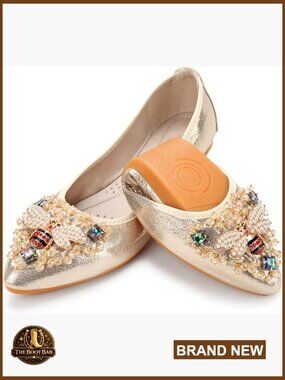 Foldable Rhinestone Ballet Flats - Comfort Wedding Shoe with Arch Support